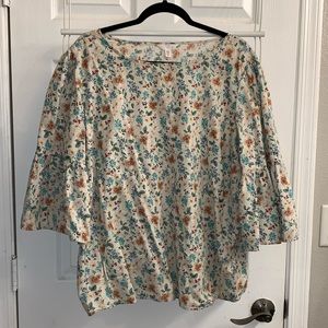 Time & Tru Floral Bell sleeve top
